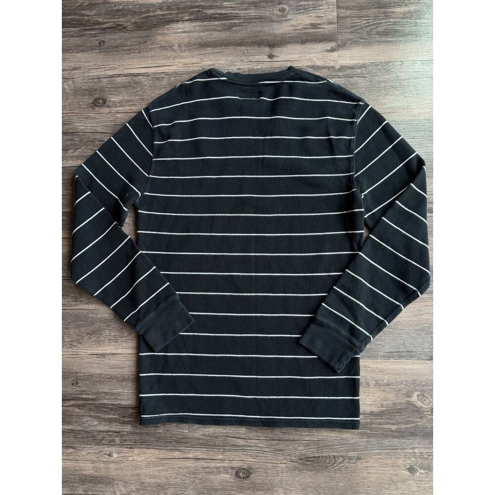 Polo Ralph Lauren Thermal Shirt Womens XL Black White Stripe Waffle Knit Cotton - Picture 8 of 9